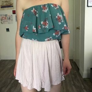 Strapless top with Pink Velvet Skirt